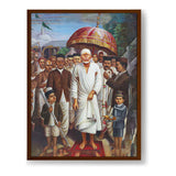Shirdi Sai Baba With Devotees - Framed Canvas