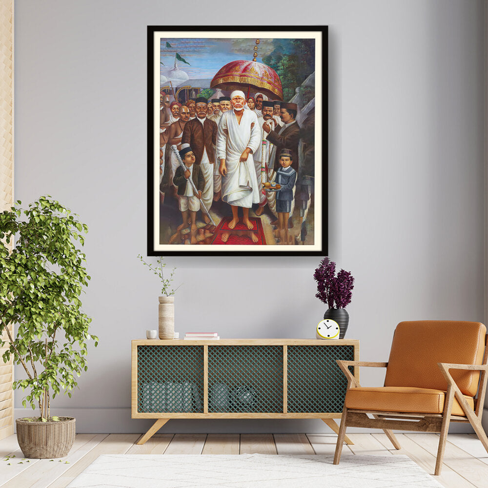 Picasoul - Artist - Shirdi Sai Baba With Devotees - WALL MOUNT FRAME