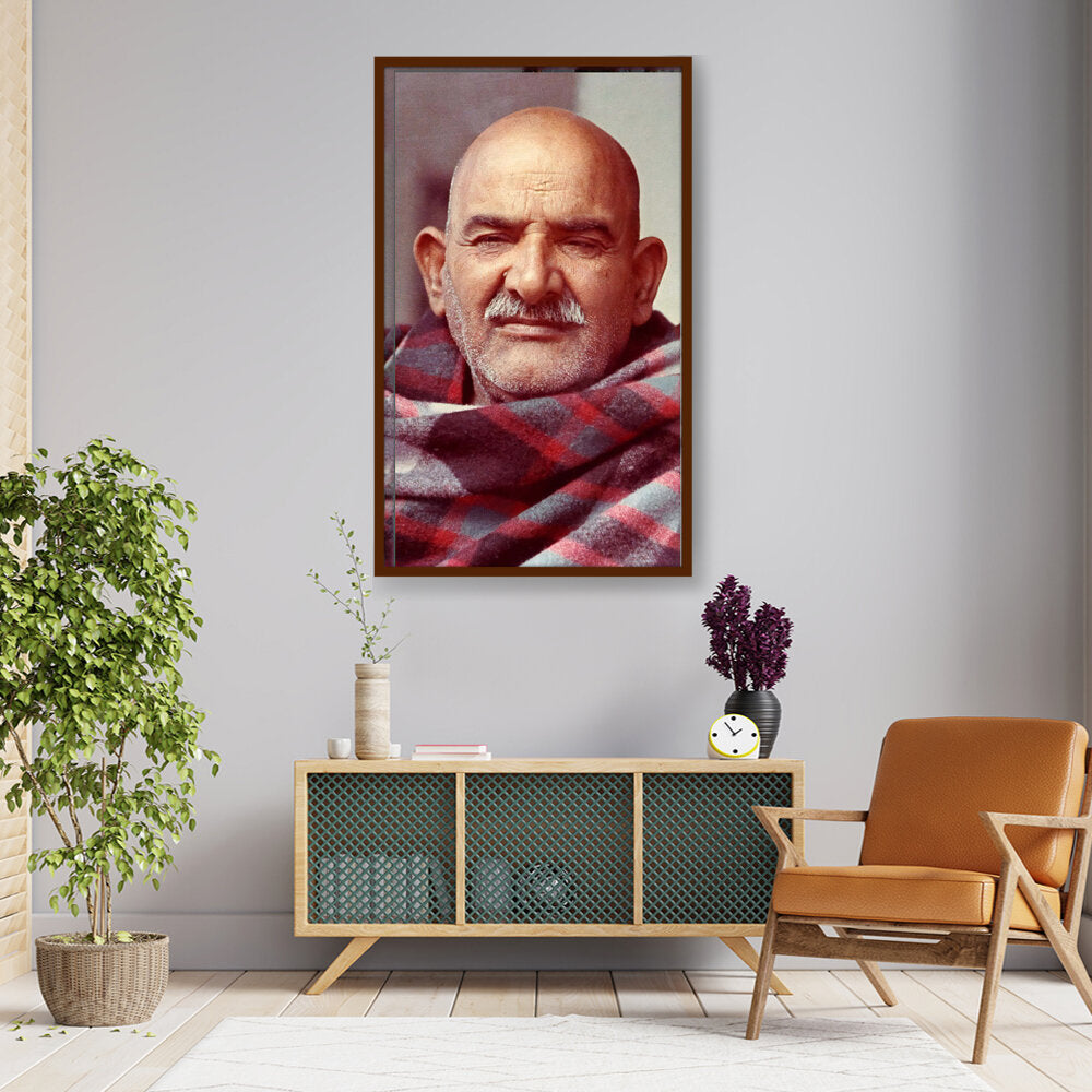 Picasoul - Artist - Portrait Of Neem Karoli Baba - Framed Canvas