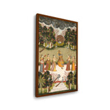 Krishna Playing The Flute - Framed Canvas