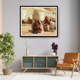A Street Market Scene - Framed Wall Art