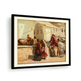 A Street Market Scene - Framed Wall Art