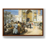 An Open??Air Restaurant - Framed Canvas