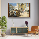 An Open??Air Restaurant - Framed Canvas