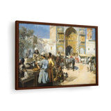 An Open??Air Restaurant - Framed Canvas