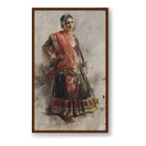 Indian Dancing Girl - Framed Canvas