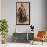Indian Dancing Girl - Framed Canvas