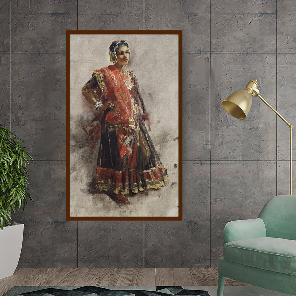 Picasoul - Artist - Indian Dancing Girl - Framed Canvas