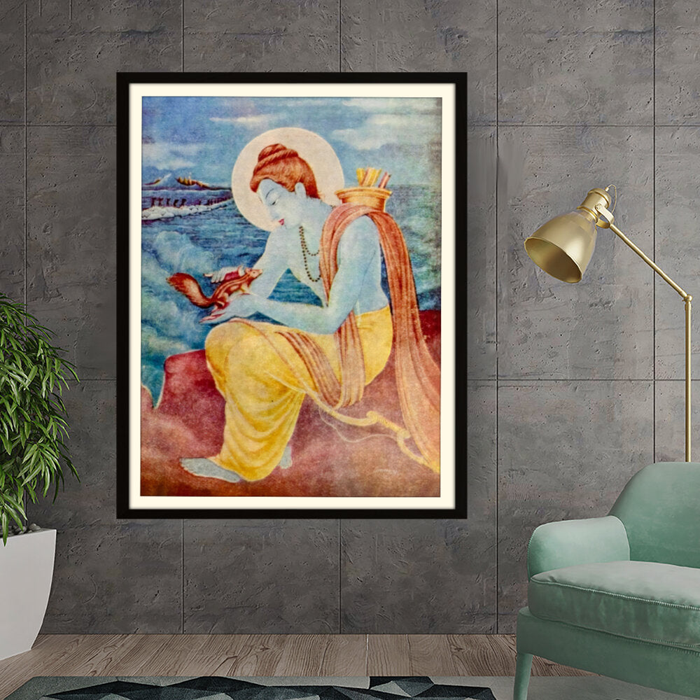 Picasoul - Artist - Sree Ram With Little Squirrel - WALL MOUNT FRAME