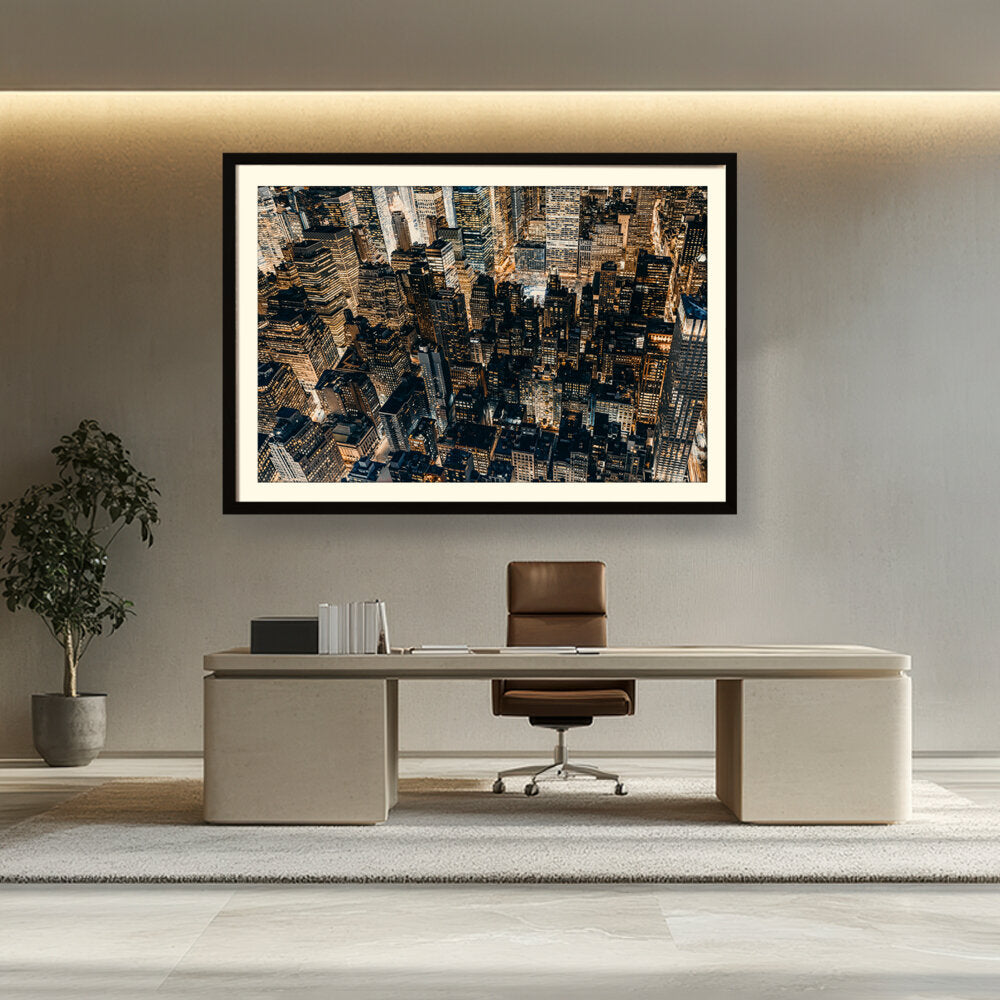 Picasoul - Artist - Aerial View Of Manhattan - WALL MOUNT FRAME