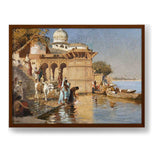 Along The Ghats Mathura - Framed Canvas
