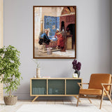 Playing Chess - Framed Canvas