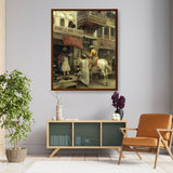 Street Scene In India - Framed Canvas