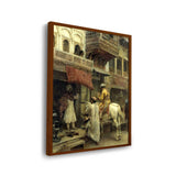 Street Scene In India - Framed Canvas