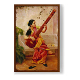 Chitra Playing Veena - Framed Canvas