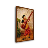 Chitra Playing Veena - Framed Canvas