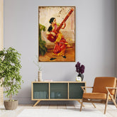 Picasoul - Artist - Chitra Playing Veena - Floating Framed Canvas