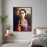 Radha-moonlight - Framed Canvas