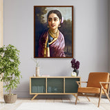 Radha-moonlight - Framed Canvas