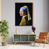 The Girl With A Pearl Earring - Framed Canvas