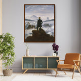 The Wanderer Above The Mists - Framed Canvas