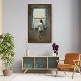 Girl At The Window - Framed Canvas