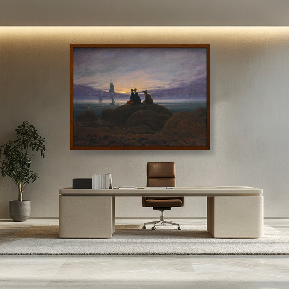 Artist1 - Art - Moonrise By The Sea - Framed Canvas