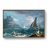 Fishing Boats In A Storm - FLOATING FRAME