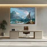 Artist1 - Art - Fishing Boats In A Storm - FLOATING FRAME