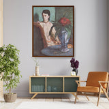 Woman With The Oriental Vase - Framed Canvas
