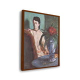 Woman With The Oriental Vase - Framed Canvas