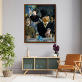 At The Caf?? - Framed Canvas