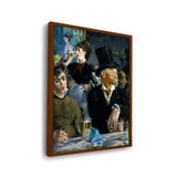 At The Caf?? - Framed Canvas