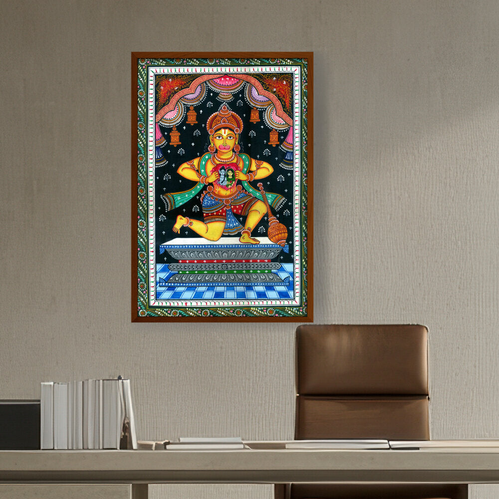 Artist2 - Art - Powerful Gaze Of Bhakt Hanuman - Framed Canvas