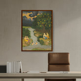 Artist2 - Art - Women Enjoying The River - Framed Canvas