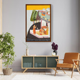 Artist2 - Art - A Disconsolate Lady On A Terra - Framed Canvas