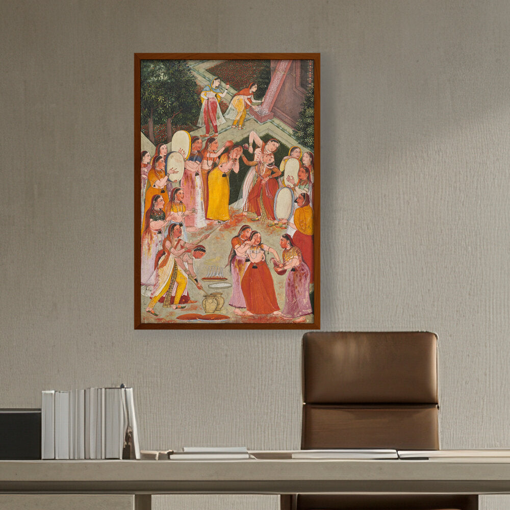 Artist2 - Art - Girls Spraying At Holi - Framed Canvas