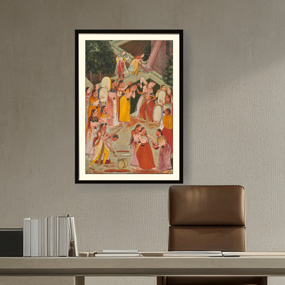 Artist2 - Art - Girls Spraying At Holi - WALL MOUNT FRAME