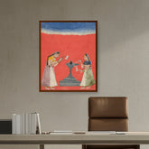 Artist2 - Art - Woman Worshipping Shiva Linga - Framed Canvas