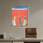 Artist2 - Art - Woman Worshipping Shiva Linga - FLOATING FRAME