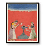 Woman Worshipping Shiva Linga - WALL MOUNT FRAME