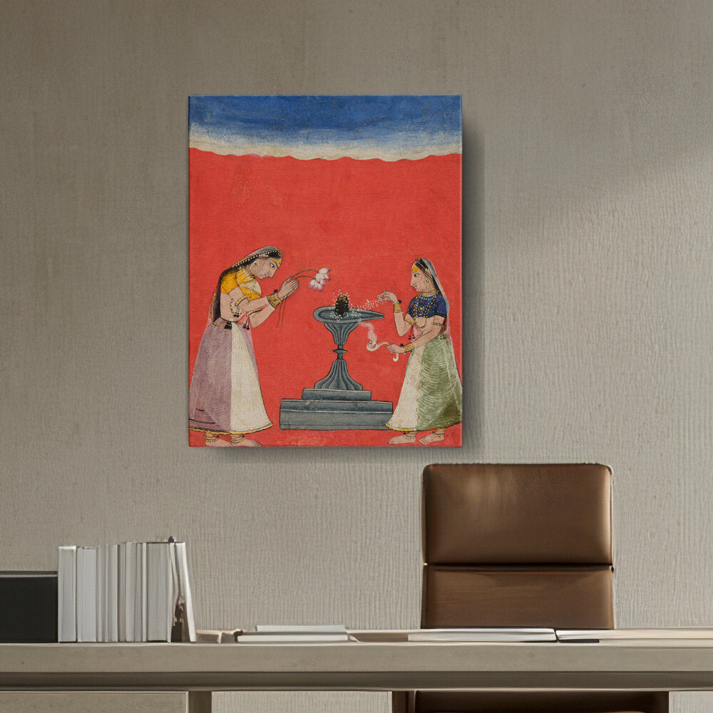 Artist2 - Art - Woman Worshipping Shiva Linga - Wall Canvas