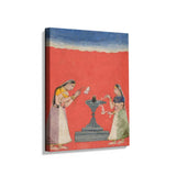 Woman Worshipping Shiva Linga - Wall Canvas
