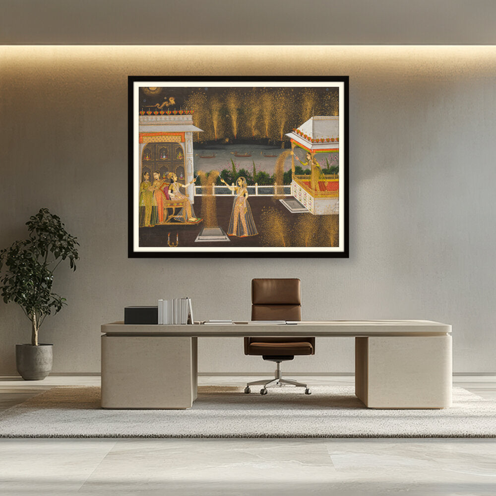 Artist2 - Art - Ladies Celebrating Diwali - WALL MOUNT FRAME