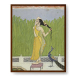 Woman Drying Her Hair - Framed Canvas