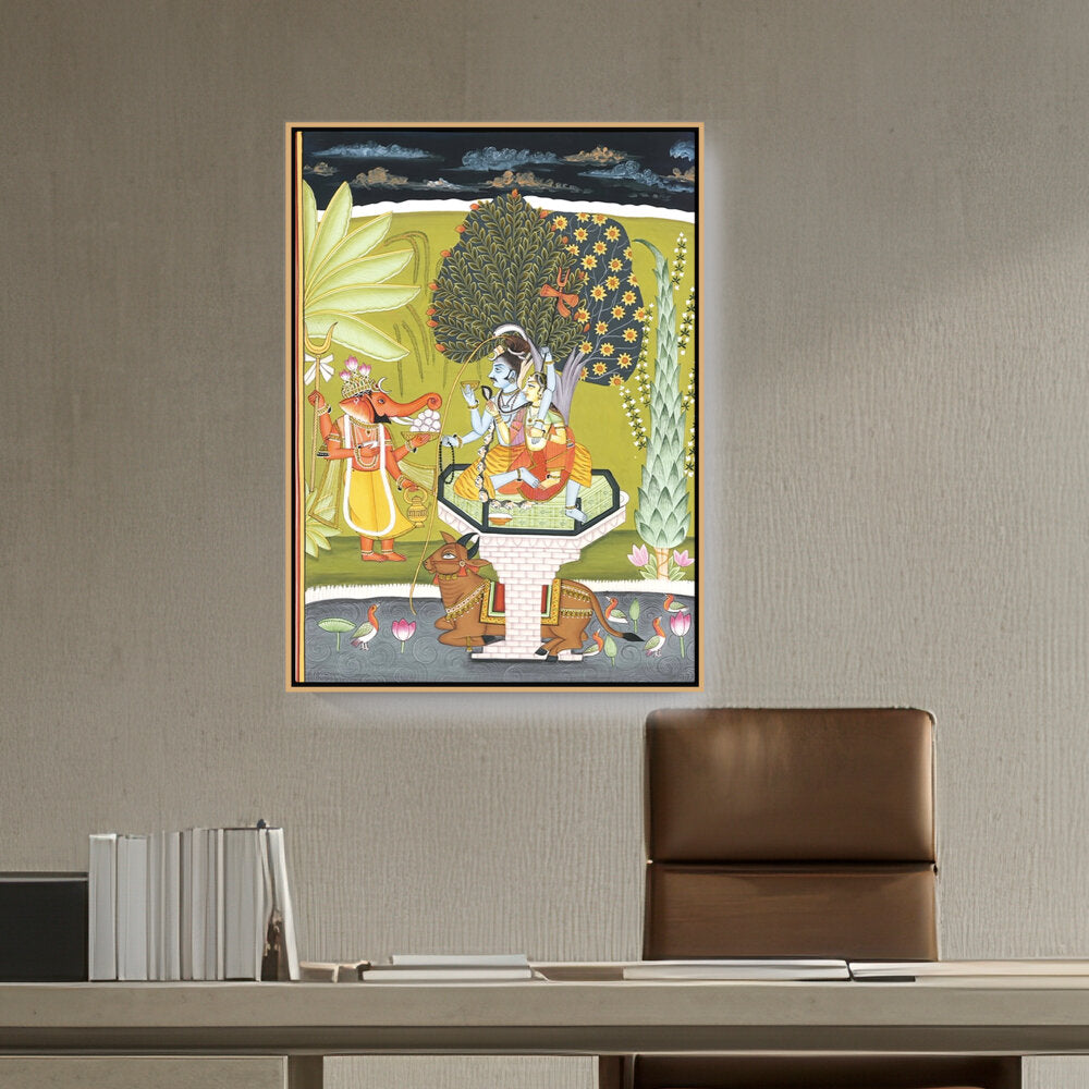 Artist2 - Art - LORD SHIVA WITH SHRI GANESHA - FLOATING FRAME
