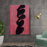 Artist2 - Art - Abstract Black Shapes On Pink - Wall Canvas