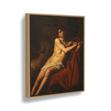 Seated Youth With Staff - Floating Framed Canvas