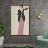 Artist3 - Art - Elegant Woman In Black And Pink - Framed Canvas