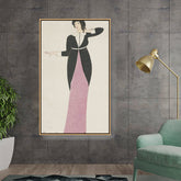 Artist3 - Art - Elegant Woman In Black And Pink - Floating Framed Canvas